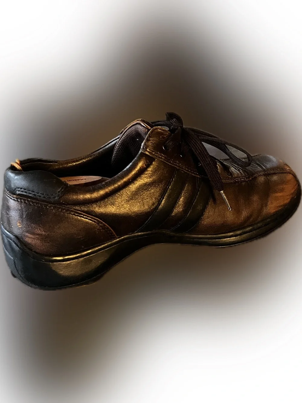 Skechers Brown Leather Lace-Up Oxford with Dark Contrast Stripes